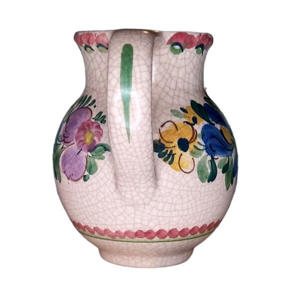 Syrup Jug GMUNDNER KERAMIK Austria Hand Painted Flowers Milk Pitcher - Picture 5 of 7